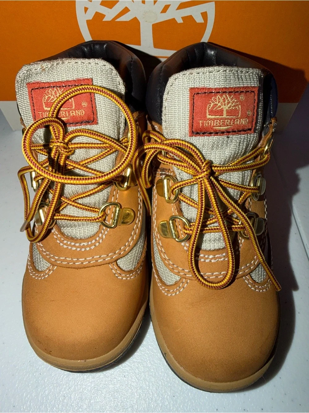 Timberland Kids Tan and Black Lace-Up Hiking Boots